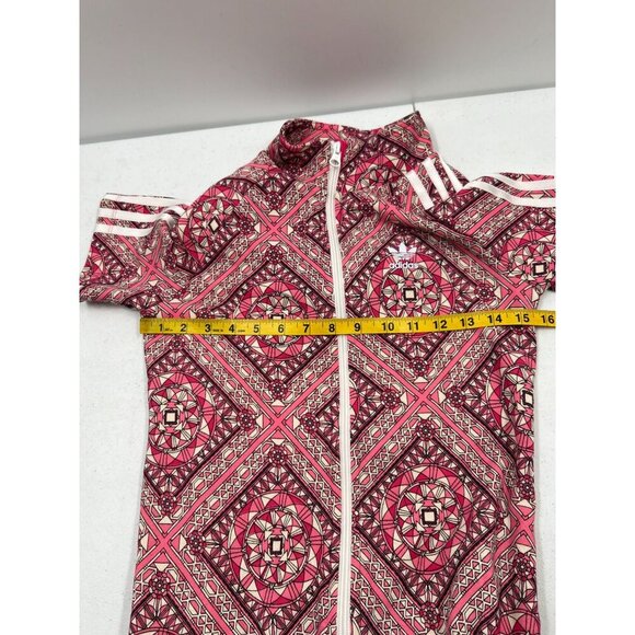 Adidas Girls L Pink Pattern Dress Full Zip Short Sleeve Sporty Track Tennis Logo - Picture 8 of 11